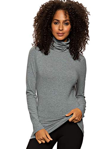 Image of Felina Women's Long Sleeve Cotton Modal Turtleneck Top, Breathable Lightweight Layering Essential, Fitted Turtleneck Sweater