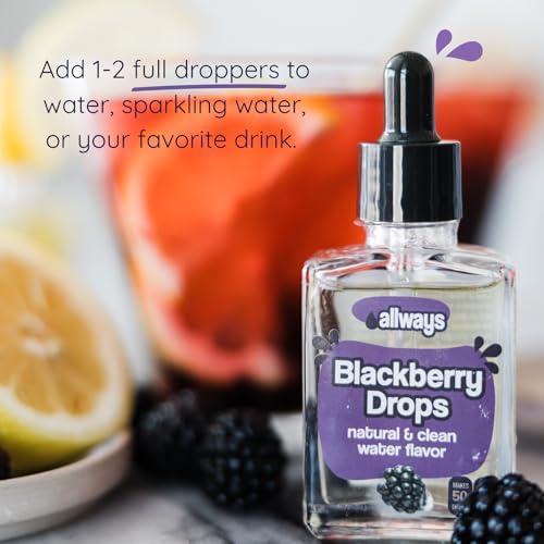 Image of Allways Drops Natural Blackberry Water Enhancer | Sugar-Free, Zero Calories, Monk Fruit Sweetened | Glass Bottle for On-the-Go Hydration | Kids & Adults | 50 Servings