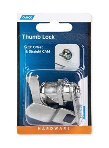 Camco Offset Cam Lock | Features An Easy Turn Thumb-Operated Style Lock Twist, A Durable Plated Steel Construction, And Includes (1) 7/8-Inch Offset And (1) Straight Cam (44323),Silver #TOP3