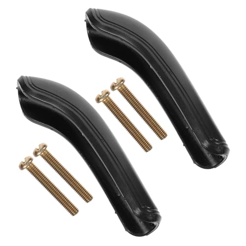 POPETPOP 2個 車椅子用肘掛けカバー いす アームレストチェア 椅子の肘掛けパッド 車椅子アームカバー 肘掛け用椅子カバー 椅子のアームパッド ポリウレタンのセルフスキニング Black