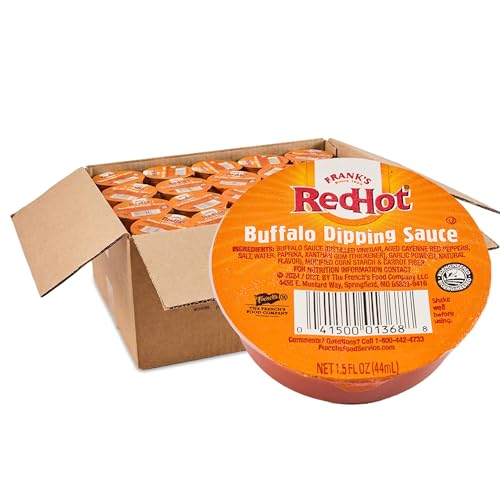 Frank’s RedHot Buffalo Dipping Sauce, Single-Serve Dip Cups, Signature Buffalo Flavor & Heat, For Takeaway and Dine-In Service, 1.5 fl oz (Pack of 100)