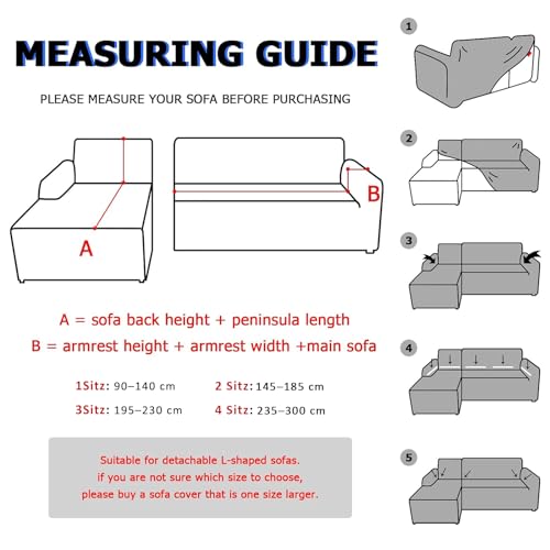 Lydevo Sofabezug Ecksofa L Form Sofa Überwürfe Stretch Sofabezug L Form Rechts oder Links mit Zwei Kissenbezügen Waschbar Universal-Couchbezug L Form Sofa Cover L Shape(2 Sitzer+2 Sitzer,Blau Grau)