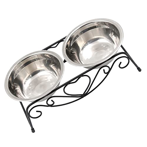SUPVOX 1Set Elevated Pet Feeder with Detachable Stainless Steel Bowls Comfortable Feeding Experience for Dogs and Cats with Creative Iron Stand Design for Various Pet