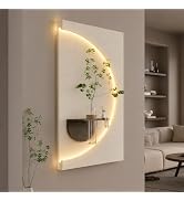 Troartos Large Vertical 3D LED Wall Art Decor, Lighted Neutral Minimalist Textured Artwork for Wa...