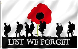 Lest We Forget Flag, Double Stitched Remembrance Day Flag with Brass Grommets, 3 X 5 Ft