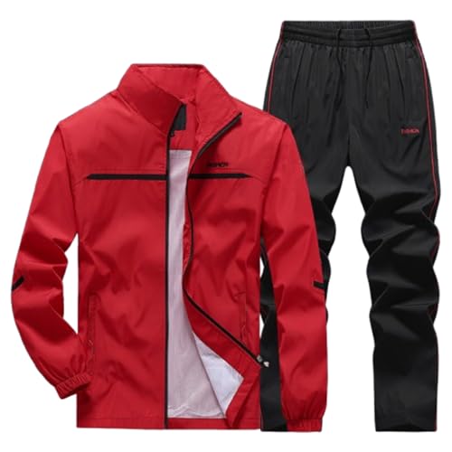 Generisch Chándal para hombre de poliéster con cremallera, ropa deportiva, transpirable, traje de ocio, traje, fútbol, deporte, ocio, gimnasio, ropa deportiva