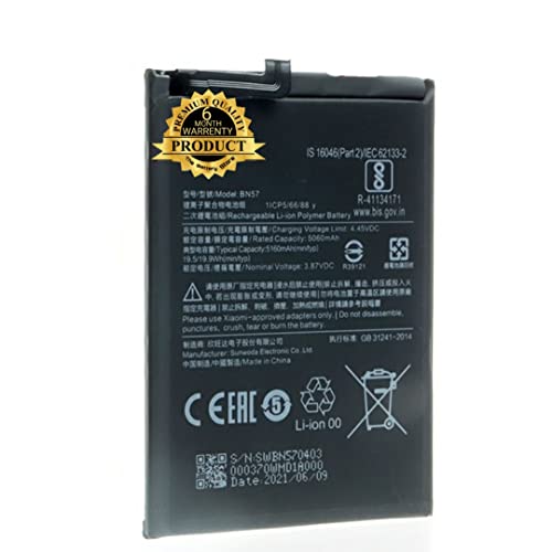 Image of THE BATTERY STORE Original BN57 BATTREY for Poco X3 Pro MZB08T8IN, M2102J20SG, M2102J20SI Model: BN57 Battery with 6 Months warrenty (for Poco X3 Pro MZB08T8IN,)