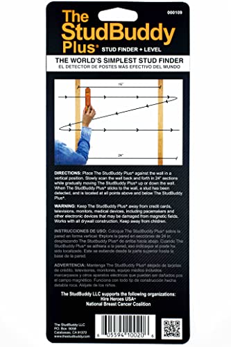 Image of The StudBuddy Plus Magnetic Stud Finder with Level - Made in the USA - Easy to Use Stud Finder for Drywall and Wood