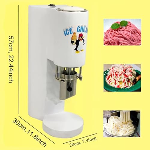YGWXYYZJ Kommerzielle Spaghetti-Eiscreme-Maschine, 80W Countertop Rigid Serve Maschine mit 4 verschiedenen Formen Nudelform Edelstahl Einfache Bedienung Frozen Yogurt Maker für Dessert Shops – Bild 5