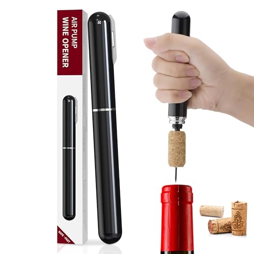 Zssxysm 2-in-1 Air Pressure Pump Bottle Opener with Foil Cutter Wine Corkscrew Professional Handheld Portable Cork Remover Gifts for Home Bars Travel Picnic