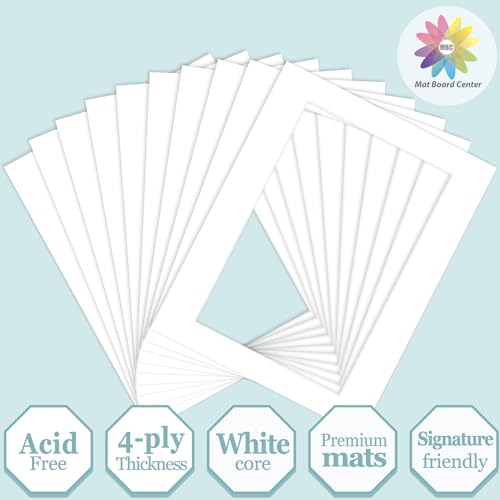 image for MBC Mat Board Center, 10 Pack 11X14 for 8X12 White Picture Mats Frame 