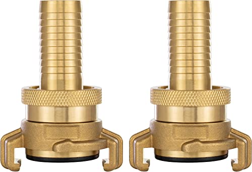 Poppstar Set di 2 raccordi in ottone per aspirazione e alta pressione (raccordo con beccuccio da 3/4) con guarnizione e controdado, per tubi con diametro interno di 19 mm