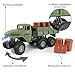 SEBUNAS 1:18 RC Military Truck with Cans, 50 Min Playtime Remote Control Car, 2.4Ghz 4WD Off-Road Vehicle, All Terrain Toy with LED Lights, Gift for Kids