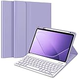 FINTIE Keyboard Case for iPad Air 11-inch M3 (2025) / M2 (2024), iPad Air 5th (2022) / 4th Generation 10.9 Inch - Soft TPU Cover w/Magnetically Detachable Bluetooth Keyboard, Backlight/Purple