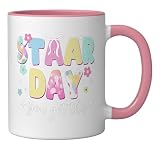Staar Day You Got This Teacher Student Testing Bow Flowers Ceramic Mug, Pink/White