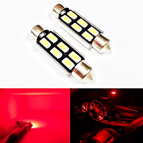 SoCal-LED 2X 4210 42mm Adorno de Canbus Bombillas LED de Alta Potencia 6W Brillante SMD 5730 Interior de la luz de Techo, luz de Mapa, Rojo