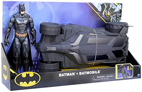 DC Comics Batman - Pack Batmobile + Figurine Batman 30 Cm Véhicule Batmobile Et Figurine Articulée 30 Cm - Jouet Enfant 4 Ans Et +