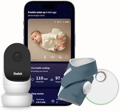 Owlet Dream Duo (Gen 2) Smart Baby Monitor Bundle – HD Video Camera + Wearable Sock Tracks Baby’s Oxygen, Heart Rate & Sleep