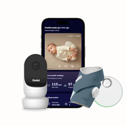 Owlet Dream Duo (Gen 2) Smart Baby Monitor Bundle – HD Video Camera + Wearable Sock Tracks Baby’s Oxygen, Heart Rate & Sleep by Owlet - Used condition - US$199.14