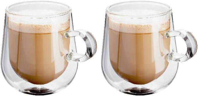 Judge Double Walled Glass Coffee Cups, Set of 2 Latte Glasses, 275 ml Each, Handmade Insulated Borosilicate Glass