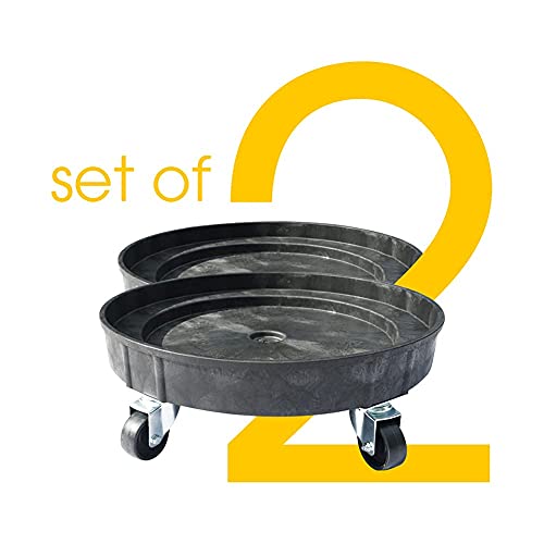 Elafros 30 Gallon And 55 Gallon Heavy Duty Plastic Drum Dolly – Durable Plastic Drum Cart 900 Lb. Capacity- Barrel Dolly With 5 Swivel Casters Wheel,Black, 2 Packs #TOP4