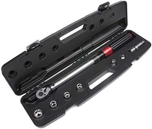 FOURROBBER 3/8-inch Drive Dual-Direction Click Torque Wrench Set 90-Tooth High Accuracy ± 3% Torque Wrench with Buckle 20-140Nm