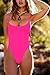 Women's Bright Pink Classic Sexy One Piece Bathing Suit Swimsuit High Cut Cheeky Coverage, SW07BrightPink XS