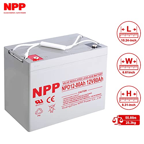 Npp Npd12-80Ah(2 Pcs 12V 80Ah Group 24 Agm Deep Cycle Sealed Lead Acid Rechargeable Battery For Backup Sump Pump, Trolling Motor, Solar System, Mobility Wheelchair, General Use #TOP1