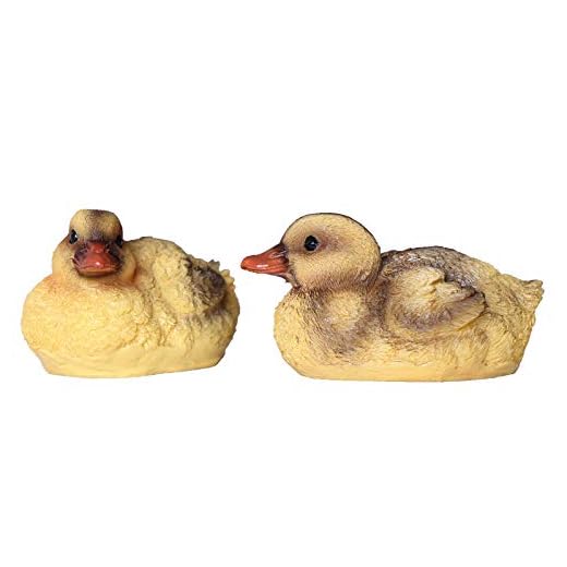 Floating Resin Duck Figurine Pond Décor Garden Lawn Patio Outdoor Statue Black Yellow (Set of 2)