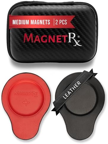 MagnetRX® Biomagnetic Magnet Kit – Imanes terapeuticos de neodimio para biomagnetismo – Dr Goiz Magnets for Bio Magnet Pair – Leather Coated Neodymium Biomagnetic Therapy Magnets (Medium | 2 Units)