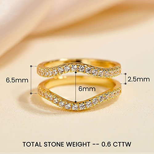 Ring Enhancers Cubic Zirconia Curved Wedding Band for Women Guard Engagement Ring Sterling Silver/Rose Gold/Yellow Gold Size 5-102
