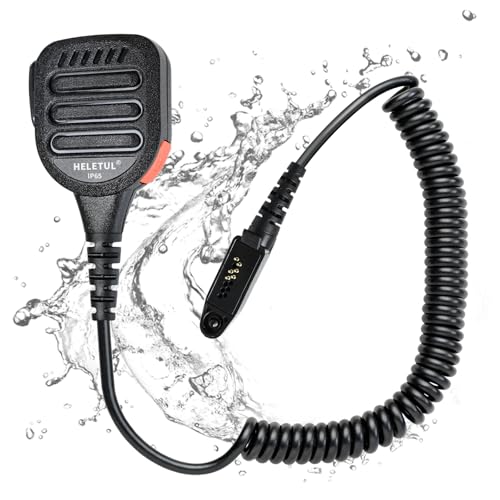 HELETUL IP65 Walkie Talkie Remote Speaker Mic for Retevis NR30 RB23 RB46 RT29 RT47 RT47V RT48 RT82 RT83 RT87, PTT Shoulder Mic for Motorola EX500 EX600 GP328Plus for Ailunce HD1 HD2 HA1G (Black)
