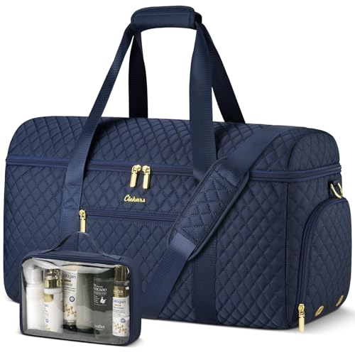 Weekender Bags for Women, Wide Open Large Travel Duffle Bag with Shoe Compartment, Overnight Carry on Bag Personal Item Travel Bag with Wet Pocket (Blue) by CLOKARS - Used condition - US$19.59
