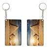 YQxwJL Egyptian Pyramid In Desert Print Acrylic Key Tags, Rectangle Shape Vinyl Ornament Accessories Keyring Holder For Friend Gift #1