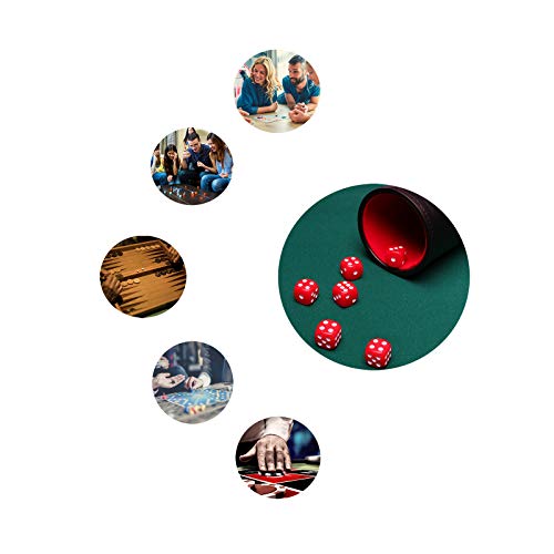 Reriver Leather Dice Cup Set Red Felt Lining Quiet Dice Shaker Cup With 6 Red Standard Dot Dice For Farkle Yahtzee Games, 1 Pack #TOP6