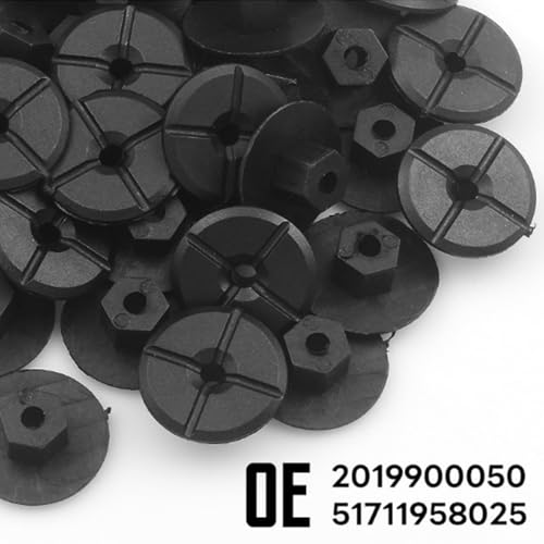 Wjelet 50 Stück Spreizmutter Kunststoffmutter, 4 mm Radhaus Schutz Verkleidung Befestigungs Clips, Türverkleidung Clips Hochwertige Clips für Verschiedene Automodelle, 2019900050,51711958025
