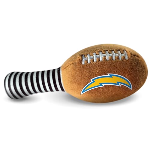 Image of Los Angeles Chargers Plush Football Rattle by Smilo - Officially Licensed NFL Baby Rattle Toy - Soft Baby Rattle with Bell - for Babies and Toddlers from 3 Months