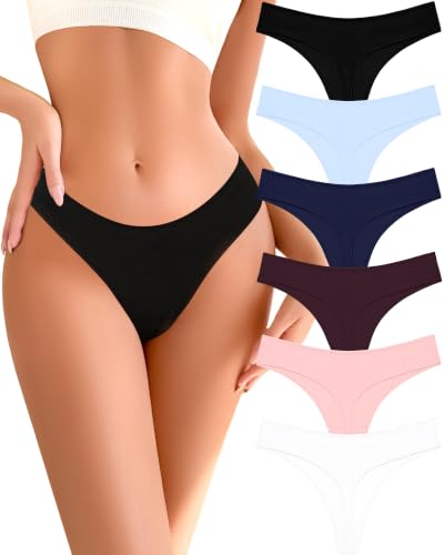 Image of READY TO LOVE Cotton Underwear for Women Pack Breathable Thongs for Women Sexy Stretch Soft Womens Panties Thong XS-XL