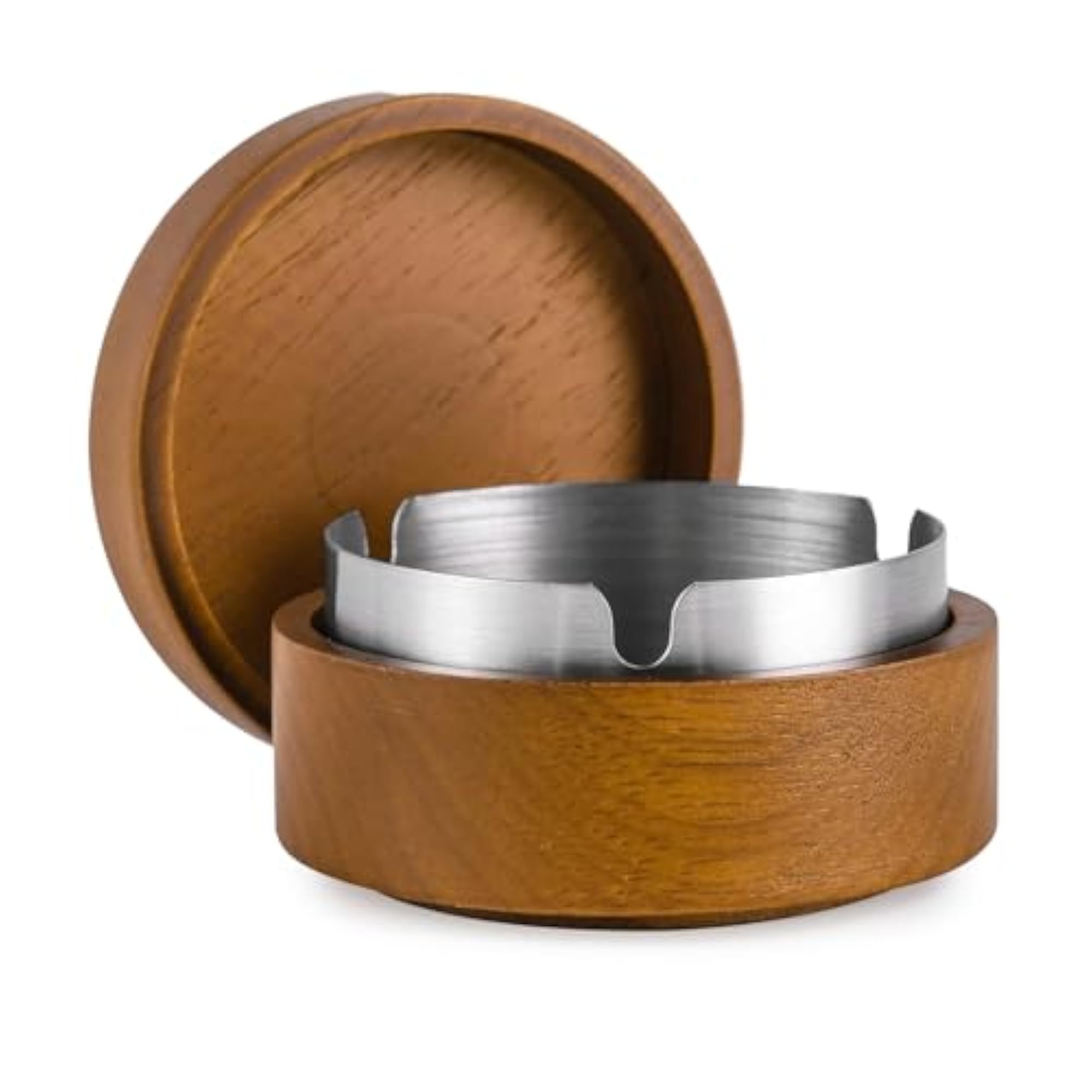Wooden Ashtray with Lid, Smokeless Design