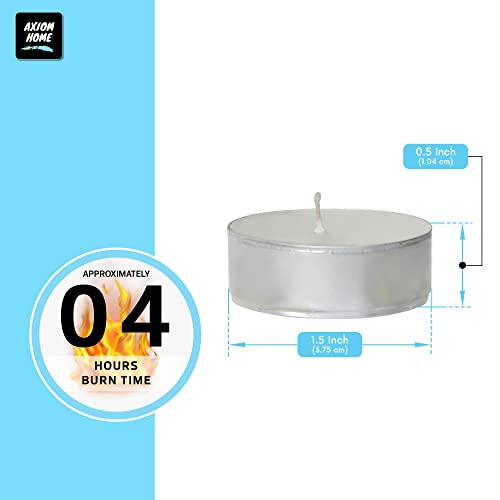 Axiom Home Tealight Candles - Smokeless Small Tea Candles With 4 Hours Extended Burn Time -Made Of Aluminum Tin Candles For Home, Travel, Wedding, Shabbat, & Valentine Day (Vanilla Scent, Pack Of 50) #TOP1