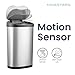 Ninestars 13 Gallon Kitchen Trash Can, Automatic Touchless Motion Sensor Trash Can with Black Lid, 50 Liter Stainless Steel Garbage Bin, Oval, DZT-50-13