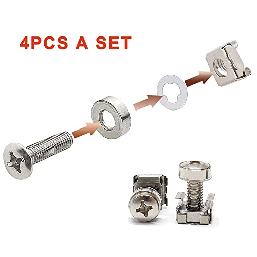 100 Pcs (40 Sets) M6x16/20mm Rack Mount Cage Nuts Screws and Washers Set - Image 3