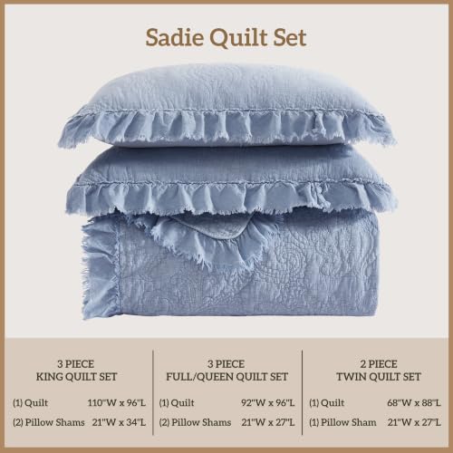 Image of Paseo Road Tasha Polizzi Sadie 3 Piece Full /Queen Bluebonnet Quilt Set