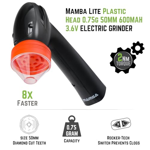 Image of Mamba Lite Electric Herb Grinder, USB Rechargeable Herb & Spice Grinder for Dried Herbs, One-Hand Automatic Kitchen Herb Mill, Portable Spice Grinder with Cleaning Tools, 0.75 g Capacity, Orange