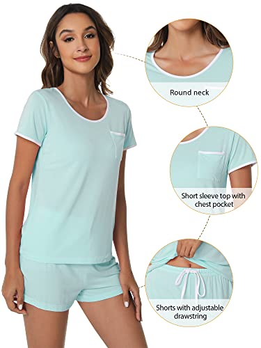 Image of WiWi Viscose from Bamboo Pajamas Set for Women Super Soft Short Sleeve Cooling Summer Plus Size Pjs Sets Sleepwear S-4X