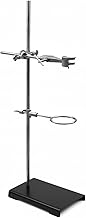 1 Set Retort Stand For Laboratory heavy Base, Bosshead, Burette Clamp, Retort Ring For Scientific Experiments in lab | Laboratory Grade Metalware Chem Kit Retort Stand -Black