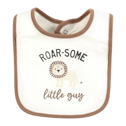 Image of Hudson Baby Unisex Baby Cotton Bibs, Brave Lion, One Size