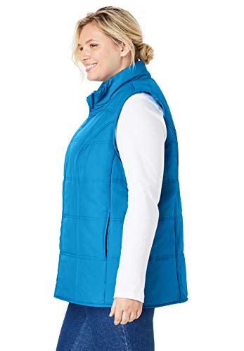 Woman Within Women's Plus Size Quilted Vest - 22/24, Classic Red Buffalo Plaid #TOP3