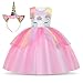 Foierp Unicorno Vestito Bambina, Costumi Unicorno Bambina Festa Cosplay Abito da Sposa Carnevale Ballo Abito Festa di Compleanno Vestito della Principessa
