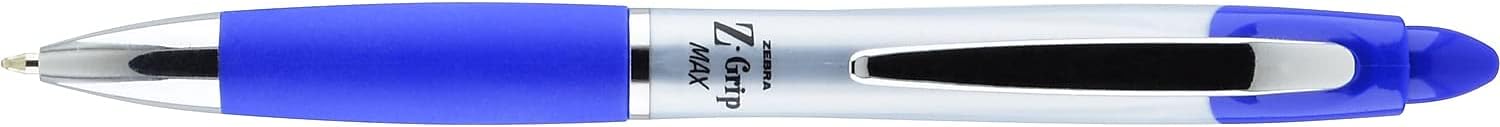Zebra Pen Z-Grip Max Retractable Ballpoint Pen, Medium Point, 1.0mm, Blue Ink, 12-Pack